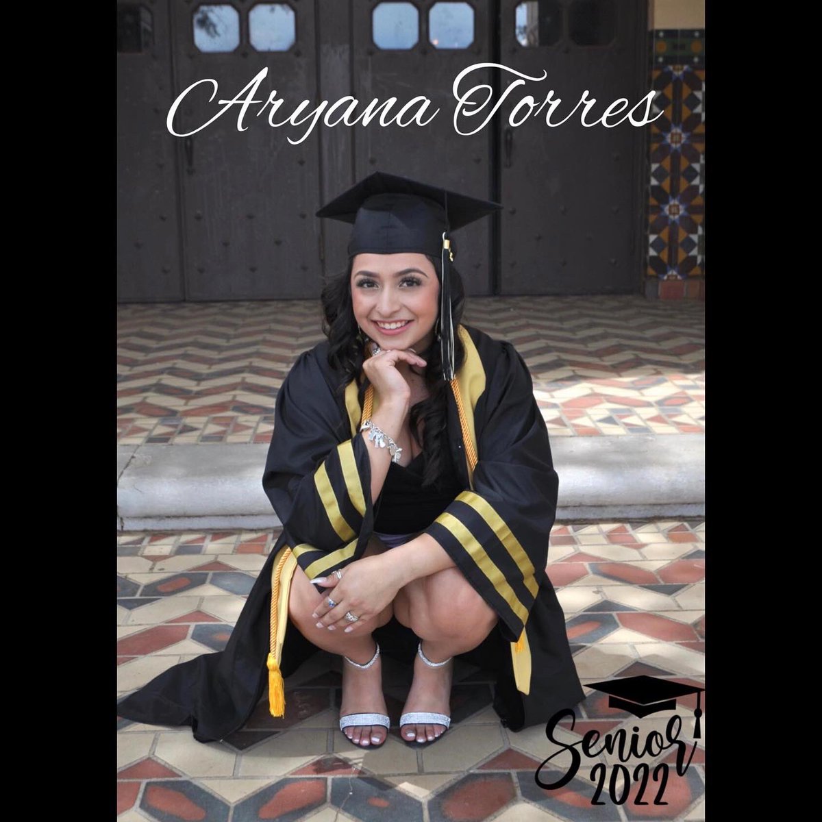 lubbockhs_cheer's tweet photo. Senior spotlight Class of 2022! Aryana Torres, we will miss you! 🖤💛📣🎓 #classof2022 #lhscheer #varsitycheer #wearelubbock https://t.co/JDinAW1KnW