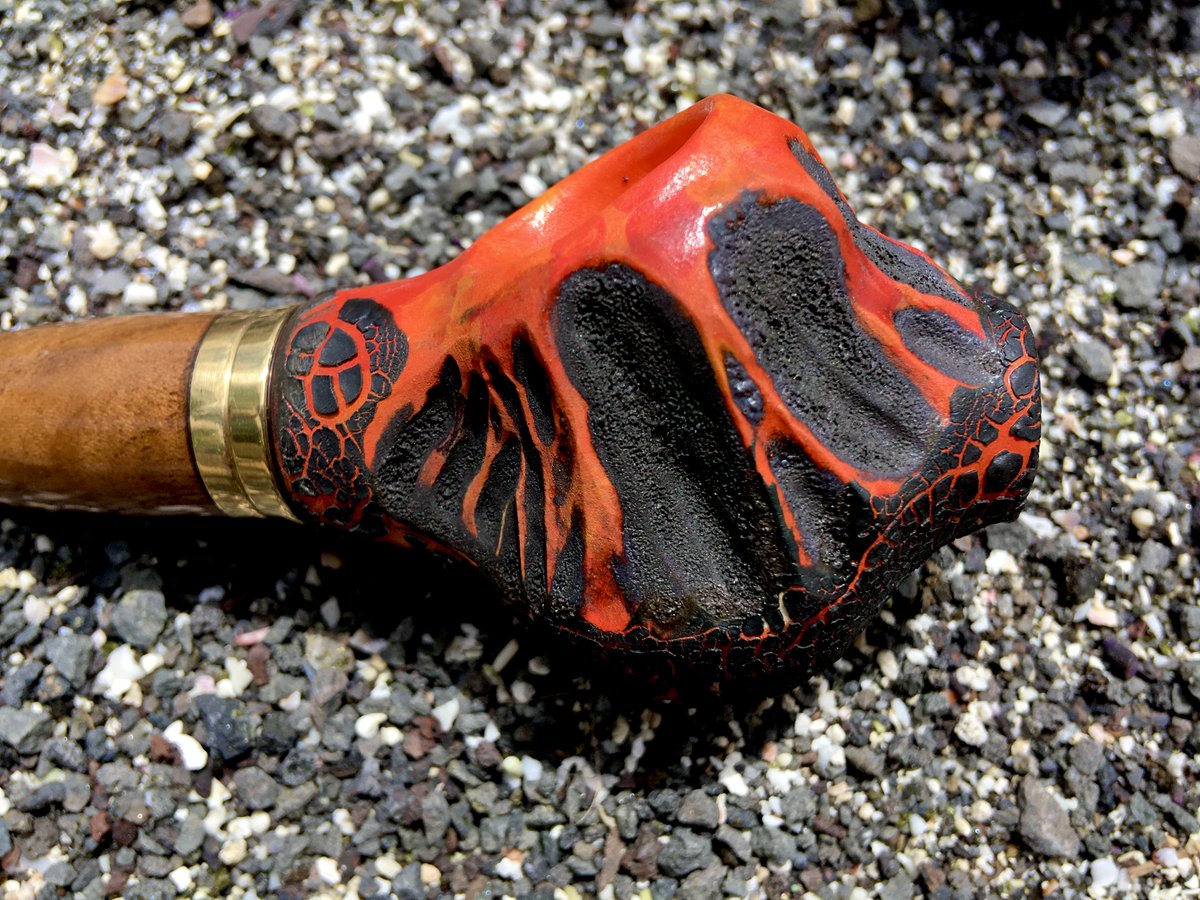 hipipefarm's tweet photo. Kilauea Volcano is still erupting and with it comes great inspiration. In its honor I’ve crafted some stunning volcanic bowls dripping w/hot red &amp; molten black lava. We’re posting some of these babies on our site this week~Just in time for our Memorial Day Sale starting Thursday. https://t.co/EHlcCzE9eT