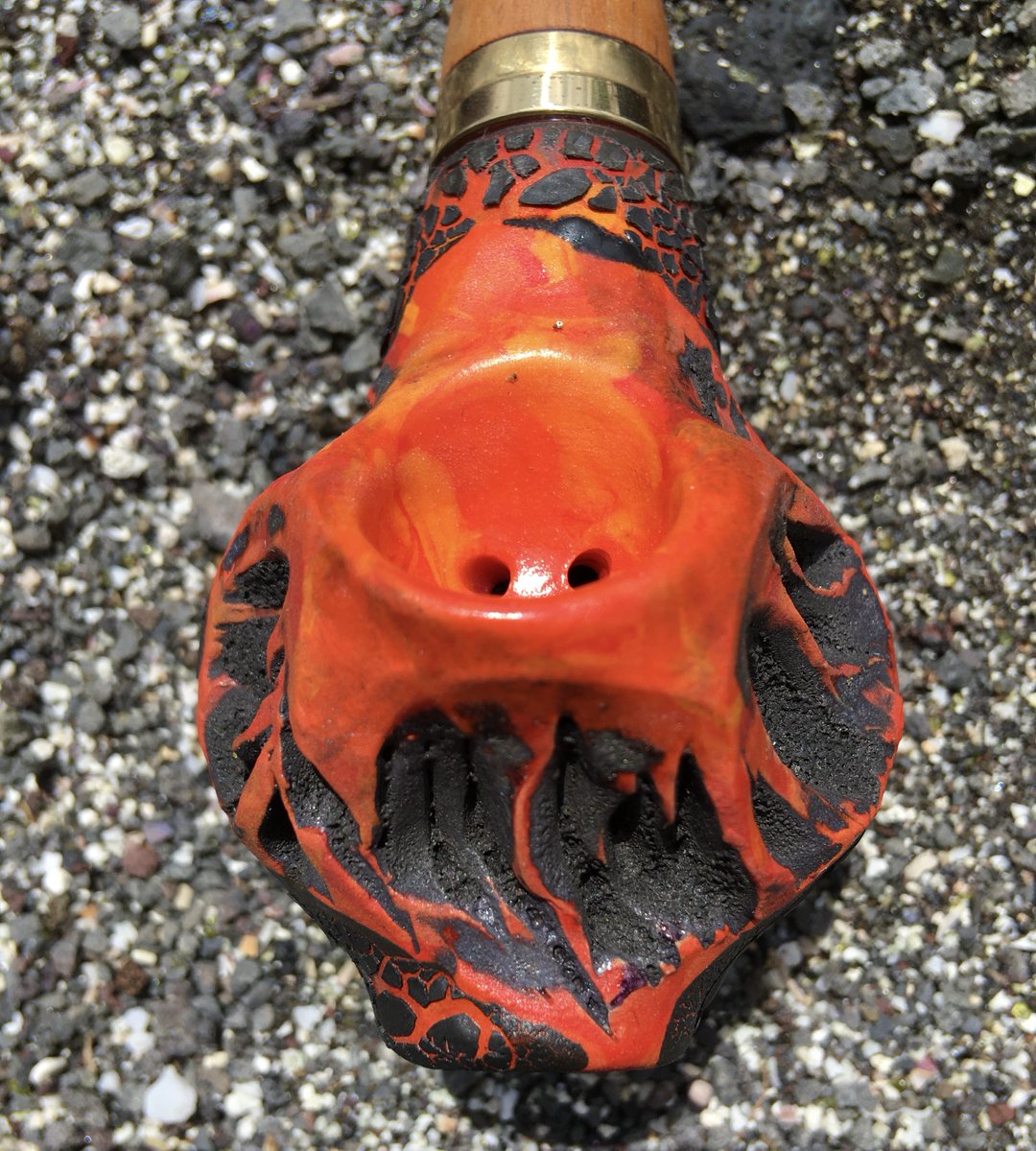 hipipefarm's tweet photo. Kilauea Volcano is still erupting and with it comes great inspiration. In its honor I’ve crafted some stunning volcanic bowls dripping w/hot red &amp; molten black lava. We’re posting some of these babies on our site this week~Just in time for our Memorial Day Sale starting Thursday. https://t.co/EHlcCzE9eT
