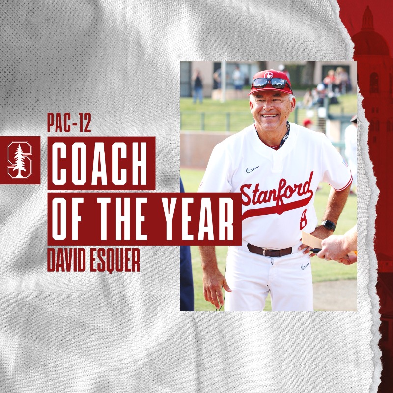 StanfordBSB's tweet photo. 4⃣ of the 5⃣ @pac12 yearly awards are headed to The Farm!

David Esquer - Coach of the Year
Alex Williams - Pitcher of the Year
@Braden2baseball - Freshman of the Year
Adam Crampton - Defensive Player of the Year

#GoStanford