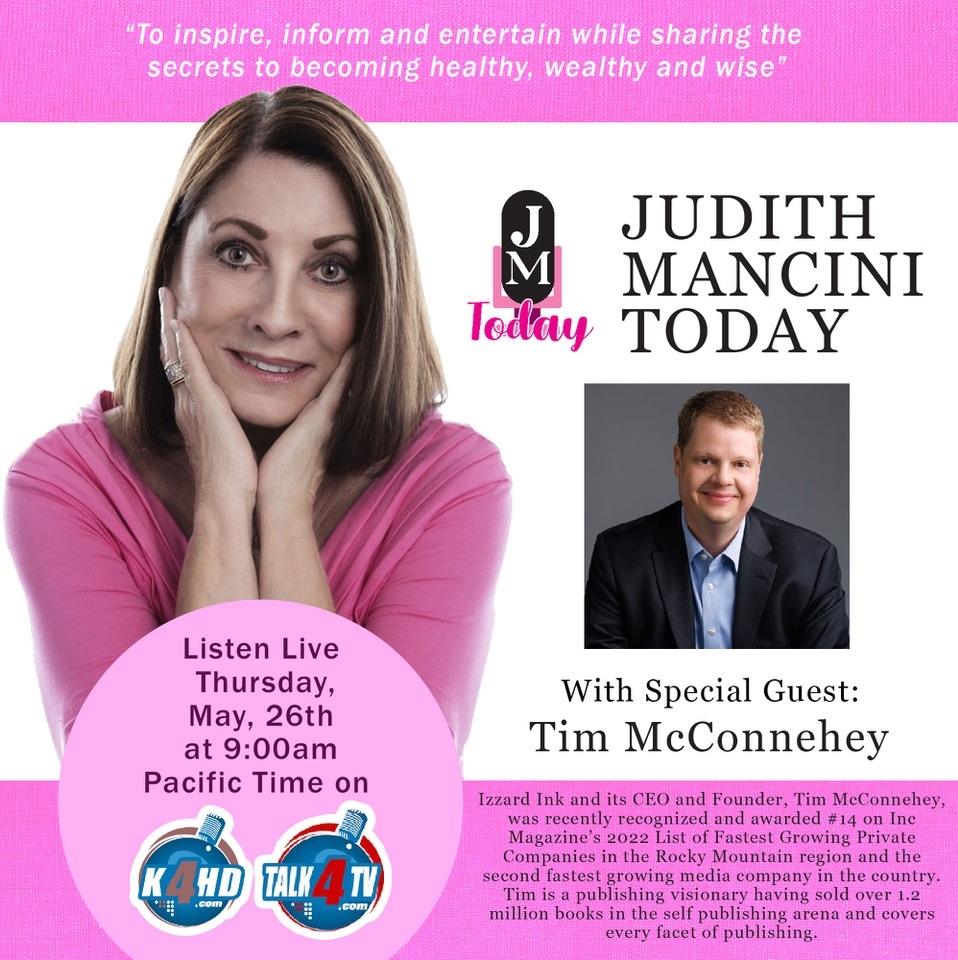 izzardink's tweet photo. Award-winning CEO &amp; Founder Tim McConnehey / Izzard Ink Book Publishing shares his path to success and publishing trends with Judith Mancini Today Podcast on Thurs., May 26 at 9am (PDT). Watch on Facebook LIVE at “Talk 4 TV” or at https://t.co/6rXvt9XBLe and select YouTube. https://t.co/VEIFOm2fNJ