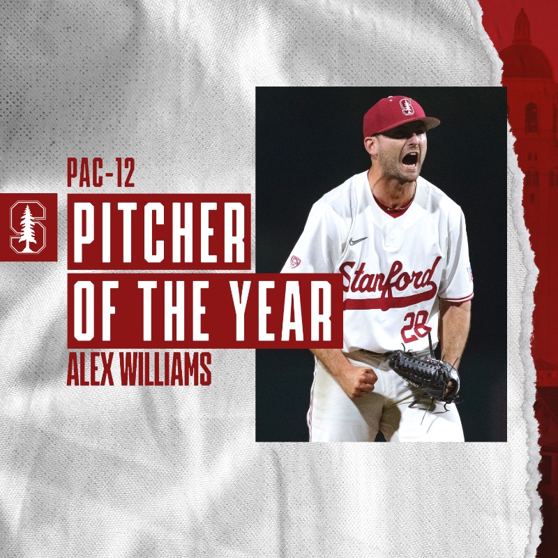 StanfordBSB's tweet photo. 4⃣ of the 5⃣ @pac12 yearly awards are headed to The Farm!

David Esquer - Coach of the Year
Alex Williams - Pitcher of the Year
@Braden2baseball - Freshman of the Year
Adam Crampton - Defensive Player of the Year

#GoStanford