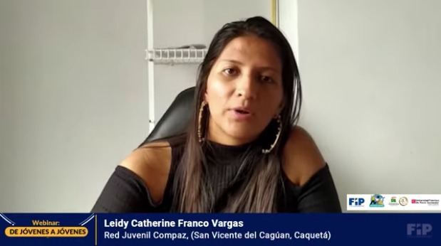 ideaspaz's tweet photo. #JóvenesXJóvenes| Leidy, afirma que durante las movilizaciones del Paro Nacional del 2021, en el Caquetá y Sur del Meta, la guardia campesina fue un actor vital en la seguridad de los manifestantes, ya que garantizó el respeto, y pregunta cómo se podría fortalecer su rol. https://t.co/axJlpQ1nEf