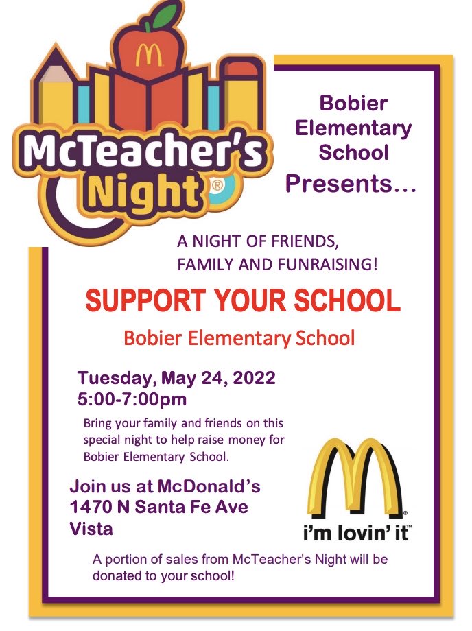 ⁦<a href="/BobierBroncos/">Bobier Broncos</a>⁩ Please Join us for our Fundraiser at McDonald’s tonight!
