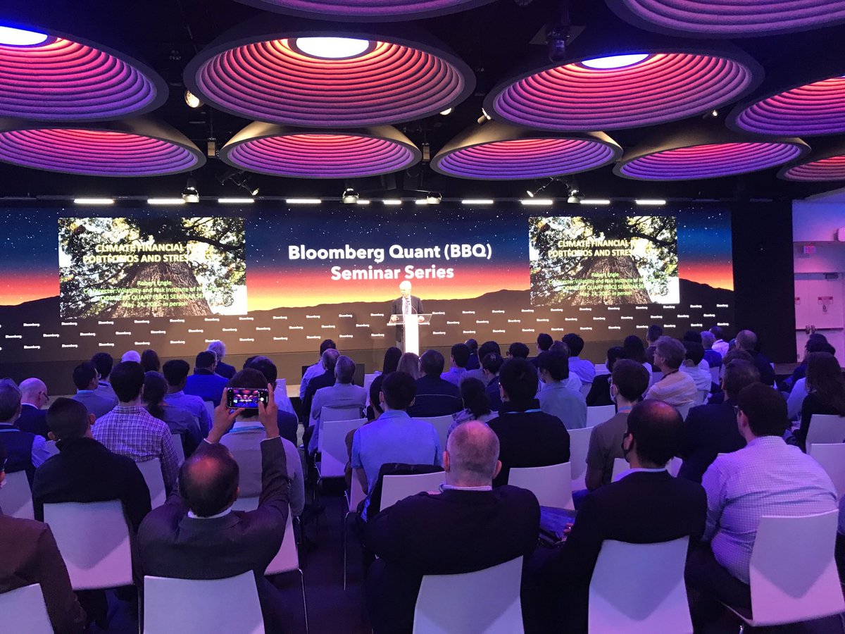Tech At Bloomberg (@techatbloomberg) on Twitter photo Full house in NYC tonight at <a href="/Bloomberg/">Bloomberg</a>’s #Quant (BBG) Seminar to hear Nobel Laureate <a href="/Prof_RobEngle/">Robert F. Engle</a> of <a href="/NYU_VRI/">Volatility and Risk Institute</a> deliver a keynote talk about "Climate Financial Risk: Portfolios & Stress Tests" Full house in NYC tonight at <a href="/Bloomberg/">Bloomberg</a>’s #Quant (BBG) Seminar to hear Nobel Laureate <a href="/Prof_RobEngle/">Robert F. Engle</a> of <a href="/NYU_VRI/">Volatility and Risk Institute</a> deliver a keynote talk about "Climate Financial Risk: Portfolios & Stress Tests"