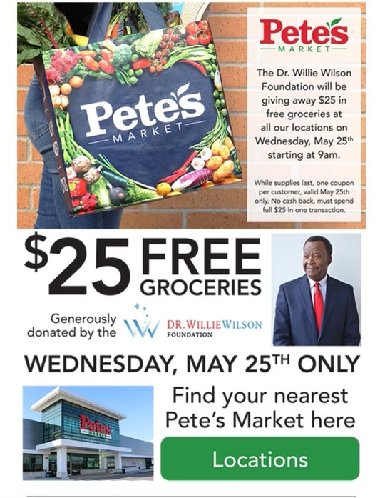 FirstfruitMin's tweet photo. #25Dollars
#FreeGroceries
#PetesMarket
#ThanksDrWillieWilson https://t.co/VFft62wAoq