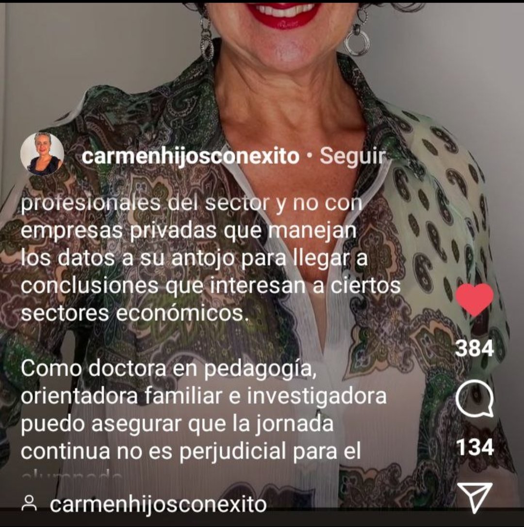 Carmen López Suárez,Dra. en pedagogia i investigadora. Diu molt clar que està a favor d la jornada continua i la intenció darrera els estudis que fan sobre la jornada escolar basats en interessos econòmics en comptes del benestar dels infants! #volemjornadacontinua
<a href="/JosepGCambray/">Josep G. Cambray</a>