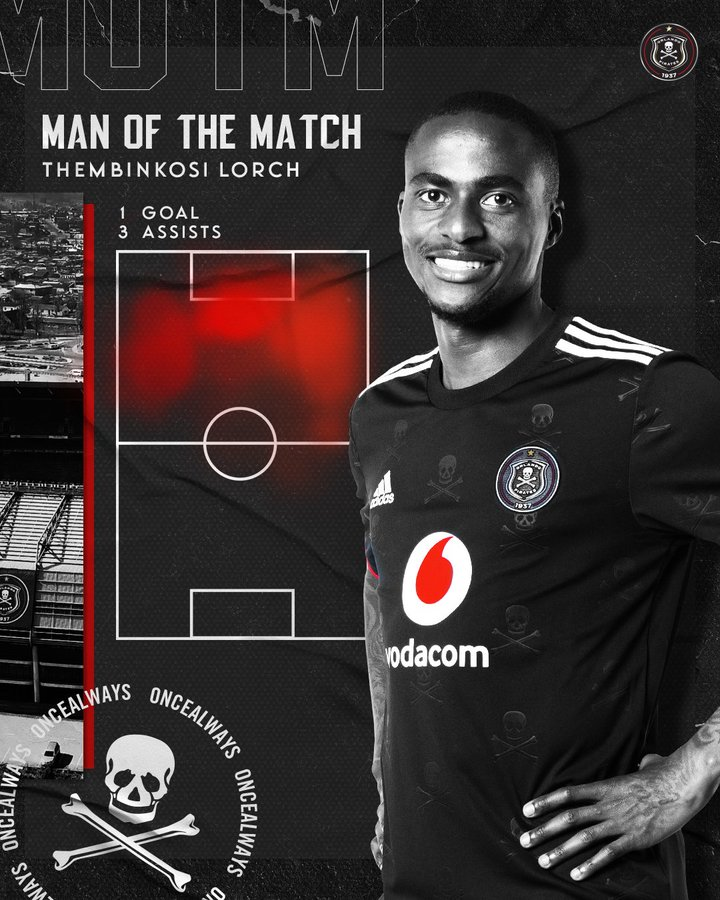 OptaJabu's tweet photo. 0 - Orlando Pirates have never lost a league match in which Thembinkosi Lorch has scored (W12 D4 L0). Charm. #DStvPrem https://t.co/fyRaRcM9nf