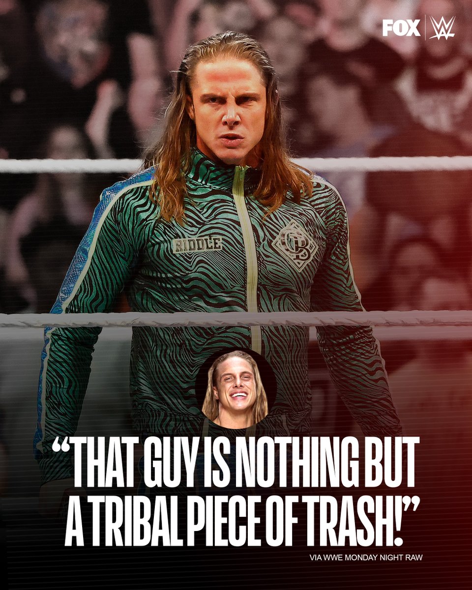 WWEonFOX's tweet photo. Riddle declares war on #TheBloodline 🩸 

@SuperKingofBros | #WWERaw https://t.co/toQqtFg4Co