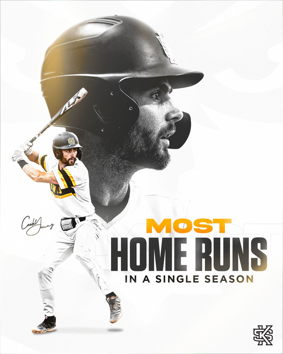 KSUOwlsBSB's tweet photo. With his 💣 in the first inning, @_cashin_0ut sets a new KSU record for most home runs in a single-season with 1⃣6⃣! 💪

#BeDifferent | #OneKS⚾️ https://t.co/CdsGQGPGmV