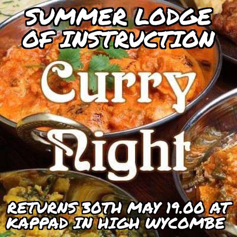 It’s time for the #Bucks <a href="/BucksNECC/">North East Corner Club</a> Summer LOIs to start. Before labour there’s refreshment so if you’re in #Bucks, contact <a href="/StephenCleary71/">Stephen Cleary</a>  to register! 
This years curry night will be held at Kappad in High Wycombe on 30th May at 19.00hrs
#fun #freemasonry  <a href="/buckspgl/">Buckinghamshire Freemasons</a>