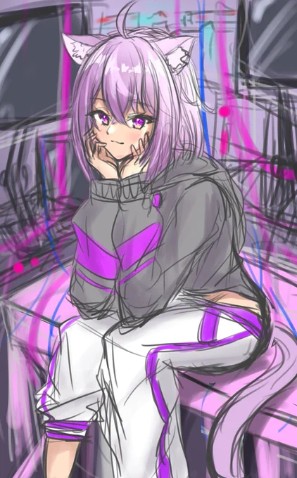 ポーズ練習 背景も適当 #絵かゆ 