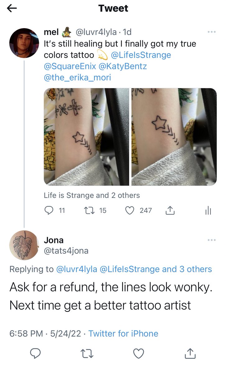 luvr4lyla's tweet photo. Seriously how sad must you be to talk bad about someone’s tattoo? https://t.co/yXsruwz5N7
