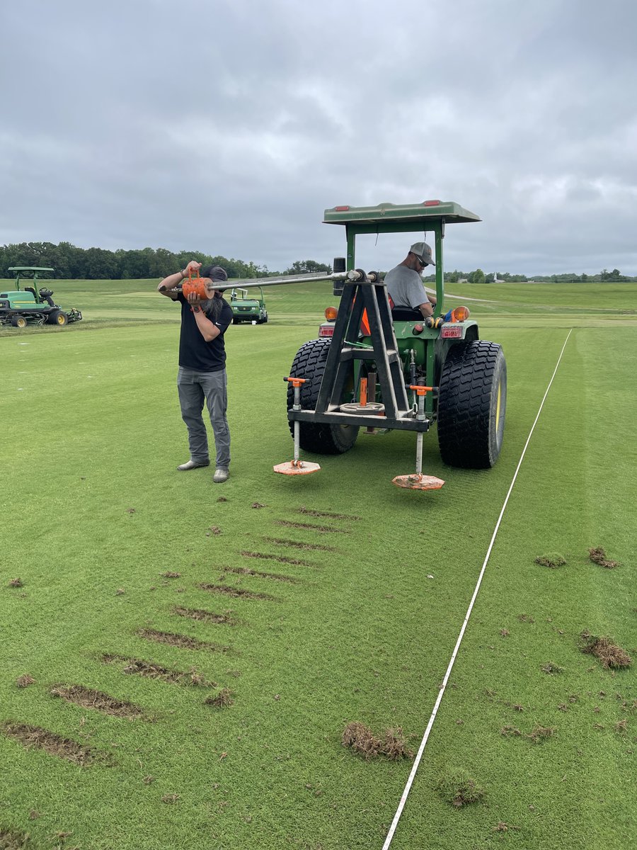 UTTurfWeeds's tweet photo. It's divot day @UTturfgrass. Today our team kicked off a project looking at divot recovery for driving range tees. @MaureenKahiu will be leading this project supported in part by @USGAGrnSection. #TNTurf https://t.co/uQFHuKy8DJ