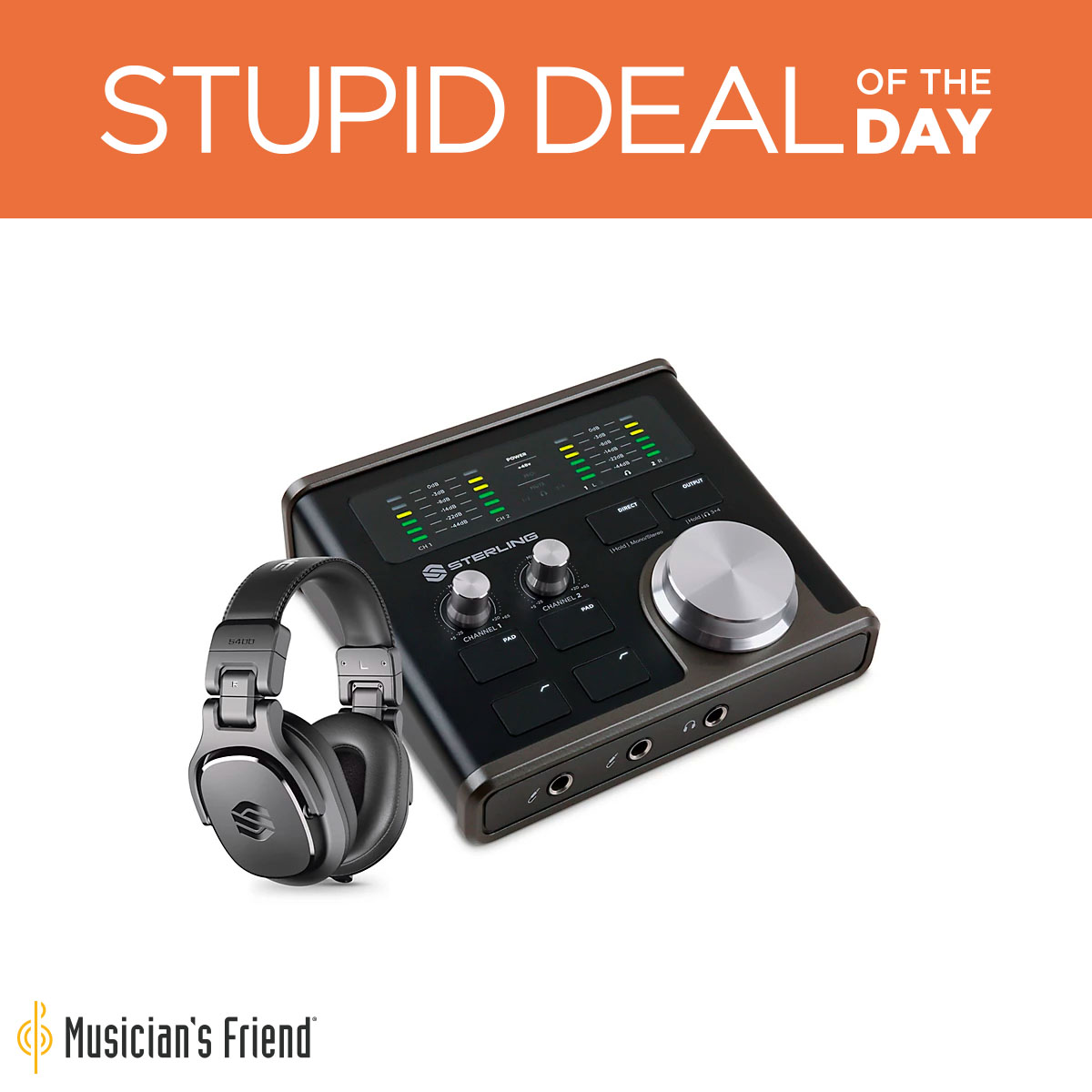 musiciansfriend's tweet photo. BONUS Stupid #Deal of the Day (5/24/22): Sterling Audio H224 Recording Package with S400 Studio Headphones - Only $129.99! (Was: $179.99) Limited quantities, while supplies last. https://t.co/bkSE2NdEKC #musician https://t.co/TiJB0QTiqC