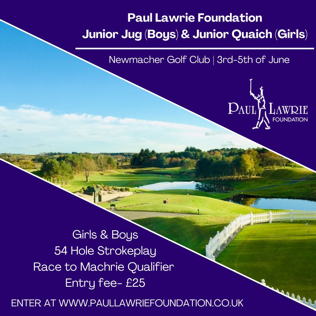 ❗LAST MINUTE ENTRIES❗ Entries for the Junior Jug and Junior Quiach are still available with very limited spots available✅ Venue 📍 Newmachar Golf Club @PaulLawriegolf @sgfgolf @BDFoundation_ @SpencerHGolf To enter, head to the below link⬇️ bit.ly/JuniorJugPLF