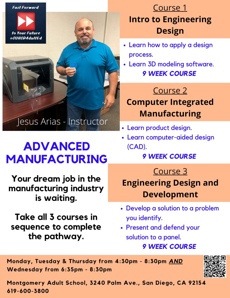 Do you want to build our future? Are you good at math? Would you like to learn how to use a 3D printer? If you answered yes to any of these questions, come register for this class!  #SUHSDAdultEd #fastforwardtoyourfuture #adulteducation #AdultEdu #adulted #CareerTraining