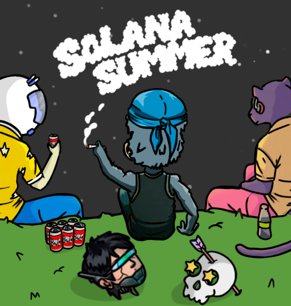 A little bit of #SolanaSummer is what the whole year is all about.

🙈 @Gakko_Monkez x5
👋 @HelloPantha x5
🦾@NaimitsuAI x5
💀 @TheSkoodles x5
🌍 <a href="/2105_NFT/">🪐 2105 - Reborn</a> x5

-  Follow all
-❤️+RT
- Tag 3 #NFTGiveaways frens

Ends in 24 hours!