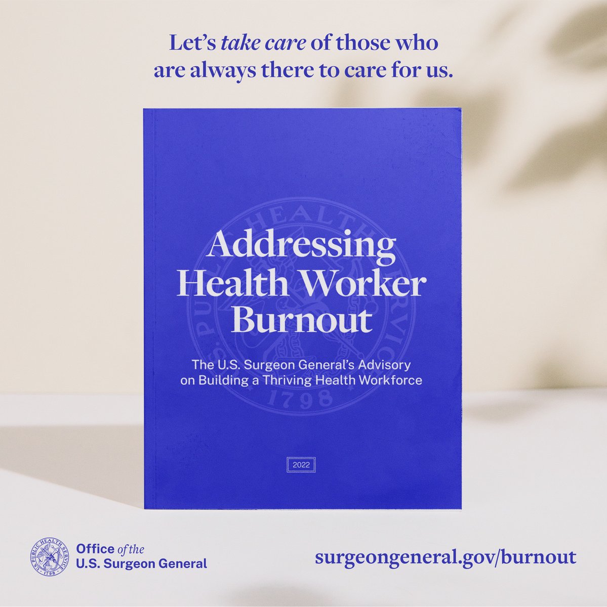 Children's Hospital Association (@hospitals4kids) on Twitter photo .<a href="/Surgeon_General/">U.S. Surgeon General</a>’s new Advisory addresses the health worker burnout crisis and includes steps for health care orgs, policymakers, insurers, and others to improve health worker well-being. Learn more: surgeongeneral.gov/burnout .<a href="/Surgeon_General/">U.S. Surgeon General</a>’s new Advisory addresses the health worker burnout crisis and includes steps for health care orgs, policymakers, insurers, and others to improve health worker well-being. Learn more: surgeongeneral.gov/burnout