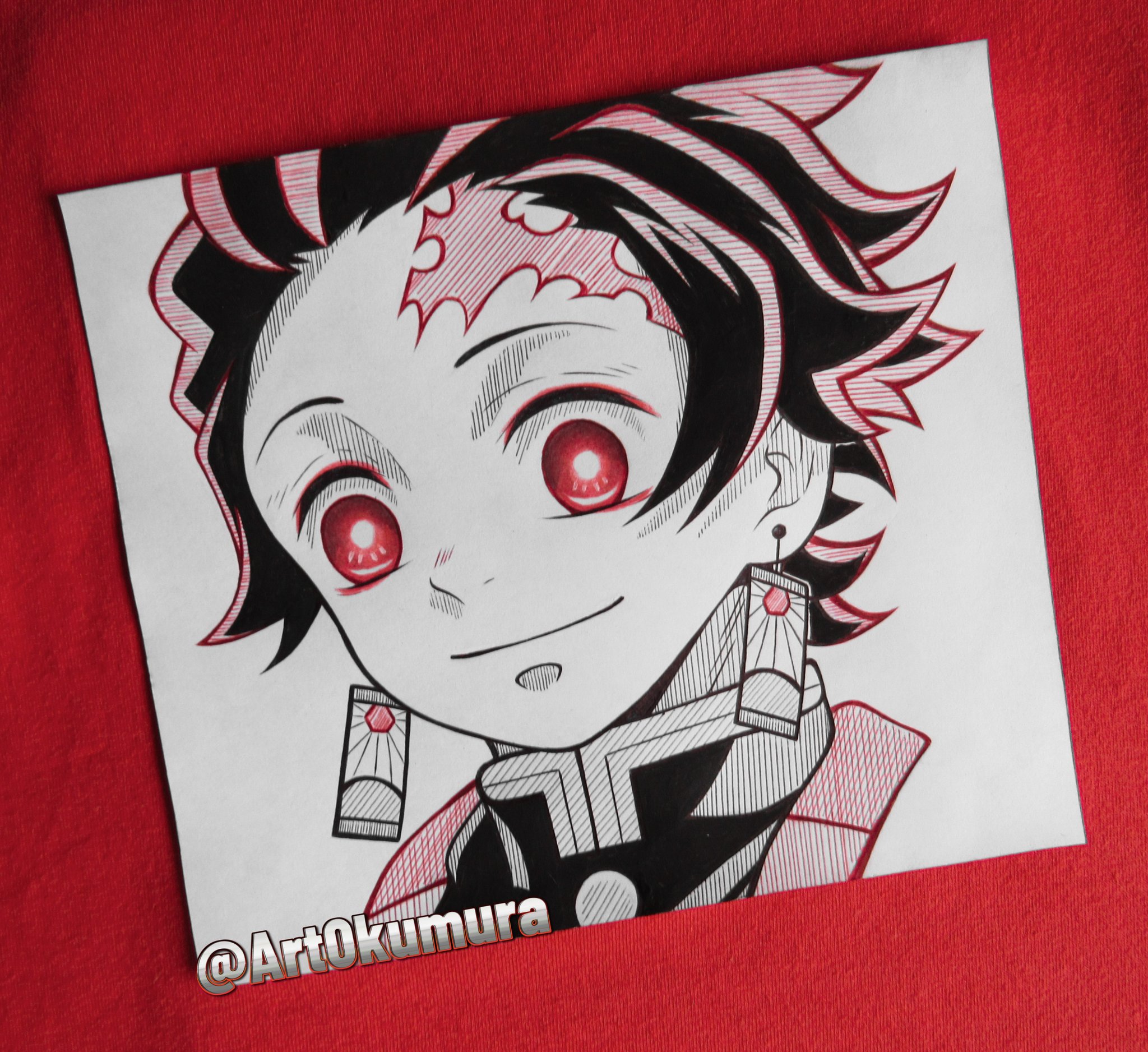 desenhando o tanjiro kamado do anime Demon slayer #drawing