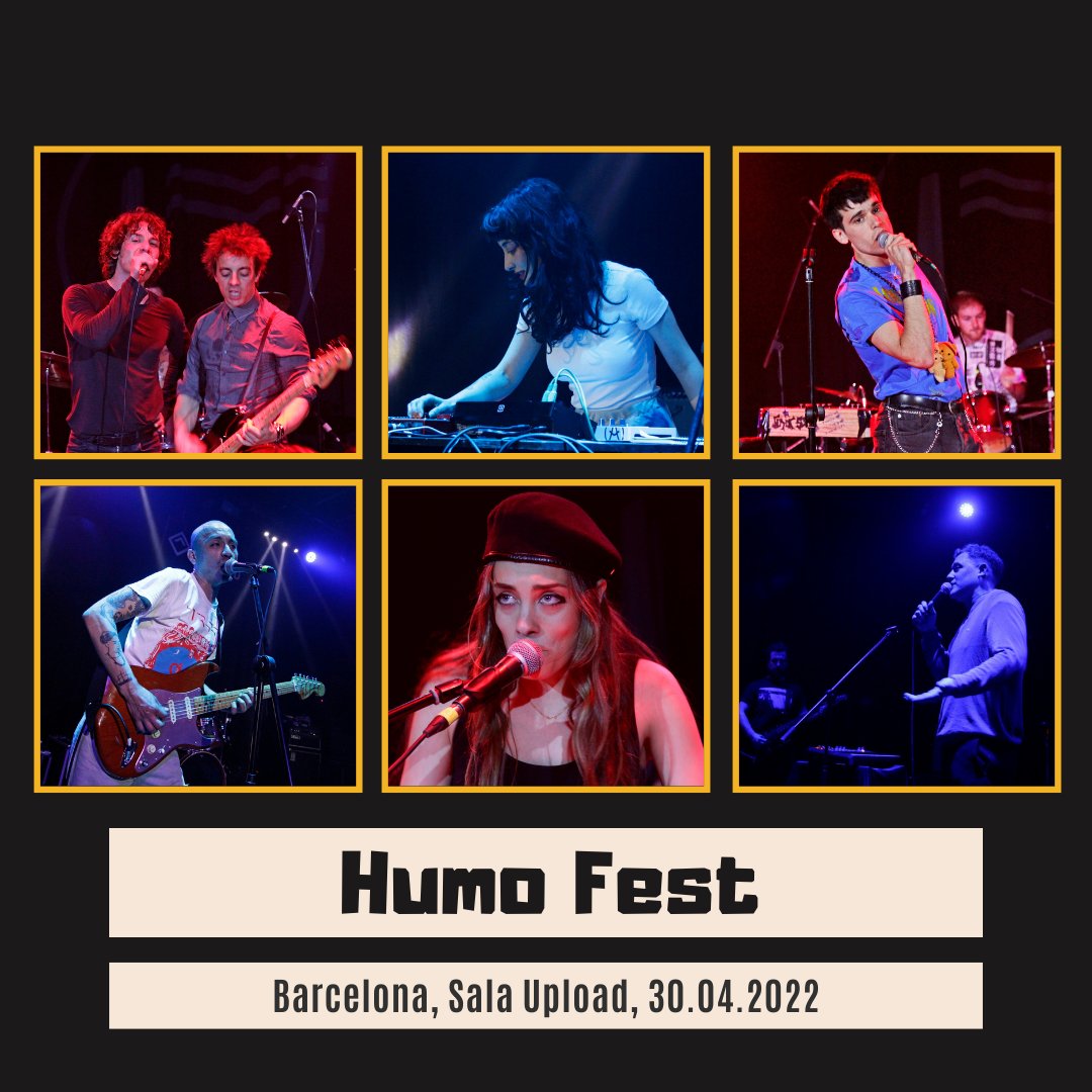 Muzzaica's tweet photo. En nuestra página web podéis ver la crónica del festival Humo Fest de @HUMOINTL en la @UploadBarcelona. Os invito a ver las fotos📸y escuchar nuestra lista de reproducción de youtube ▶️para conocer las bandas. Line-up: Los Yolos, Viuda, Mausoleo, Sofia, La URSS, @SomosLaHerencia https://t.co/f7J04FPBTw