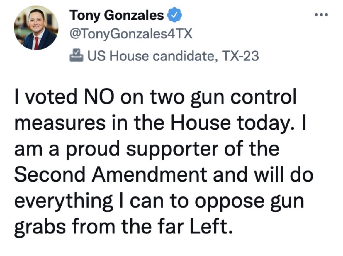 CourtLane79's tweet photo. @RepTonyGonzales Your prayers are insulting. https://t.co/MmpCmYhmku