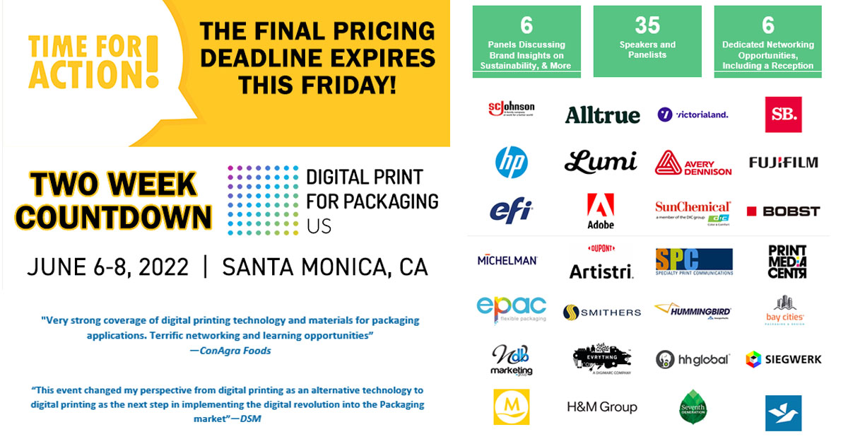 Mars, Michelman, WestRock, HP, Metsä Board, Tetra Pak, Durst, Fujifilm, and many more have decided that #DigitalPrint for #Packaging US 2022 is a must-attend industry event. lnkd.in/dk-JWGa
 
#printingindustry #packagingindustry #packagingdesign #print #printing