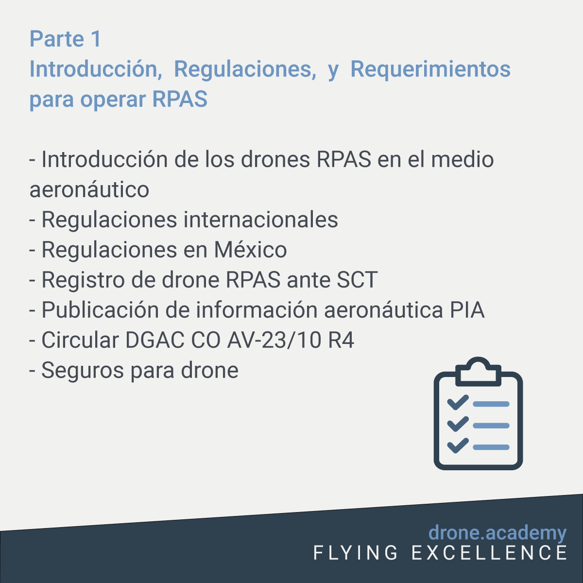 DronesAcademy's tweet photo. ¿Qué es lo que veremos en nuestro #Curso de Vuelo de #Drones? ¡Aquí el temario! 🚀

#droneacademy #dji #clases #cdmx #gdl https://t.co/pq7lgL25SG