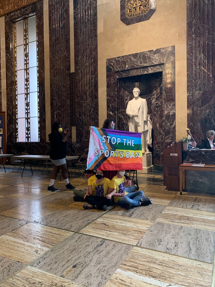 samkarlin's tweet photo. We’ve got a protest of the transgender sports bill in the State Capitol. The bill is awaiting action by @LouisianaGov #lalege #lagov https://t.co/eASgYanpBy