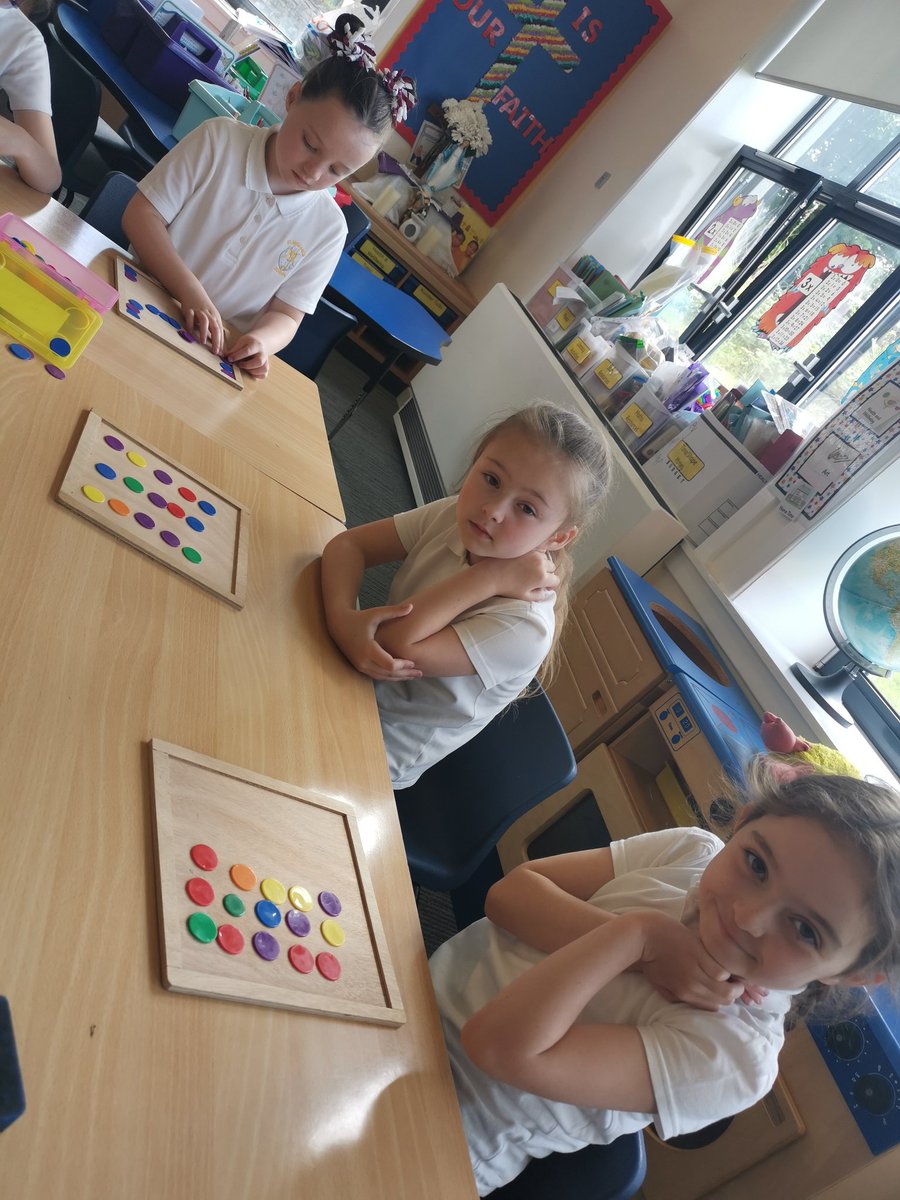 StMichaelsP21's tweet photo. We carried out some problem solving tasks today involving division. We were able to read the problem, write the number sentence and then work out the answer. We then checked our answers by using counters and multiplication! #inverseoperations https://t.co/aMGAu69eRU