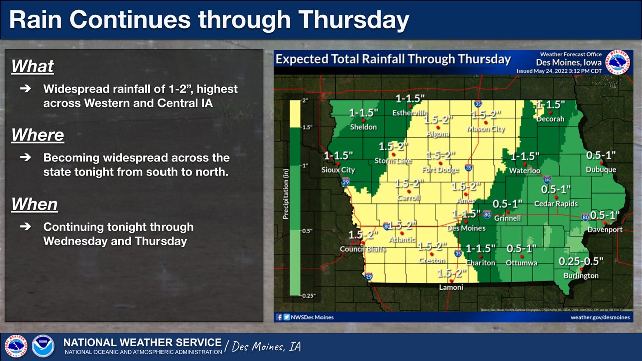 NWS Des Moines على تويتر "Rain will continue to move across Iowa into tonight, continuing