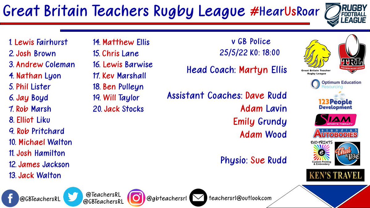 Teachers RL (@teachersrl) on Twitter photo Head Coach <a href="/MartynEllis3/">Martyn Ellis</a> names his squad for the final presidents cup against <a href="/GBpoliceRL/">Great Britain Police Rugby League Association</a> tomorrow evening at <a href="/leighminersrl/">Leigh Miners Rangers RL</a> kick off at 6pm #RugbyLeague Head Coach <a href="/MartynEllis3/">Martyn Ellis</a> names his squad for the final presidents cup against <a href="/GBpoliceRL/">Great Britain Police Rugby League Association</a> tomorrow evening at <a href="/leighminersrl/">Leigh Miners Rangers RL</a> kick off at 6pm #RugbyLeague