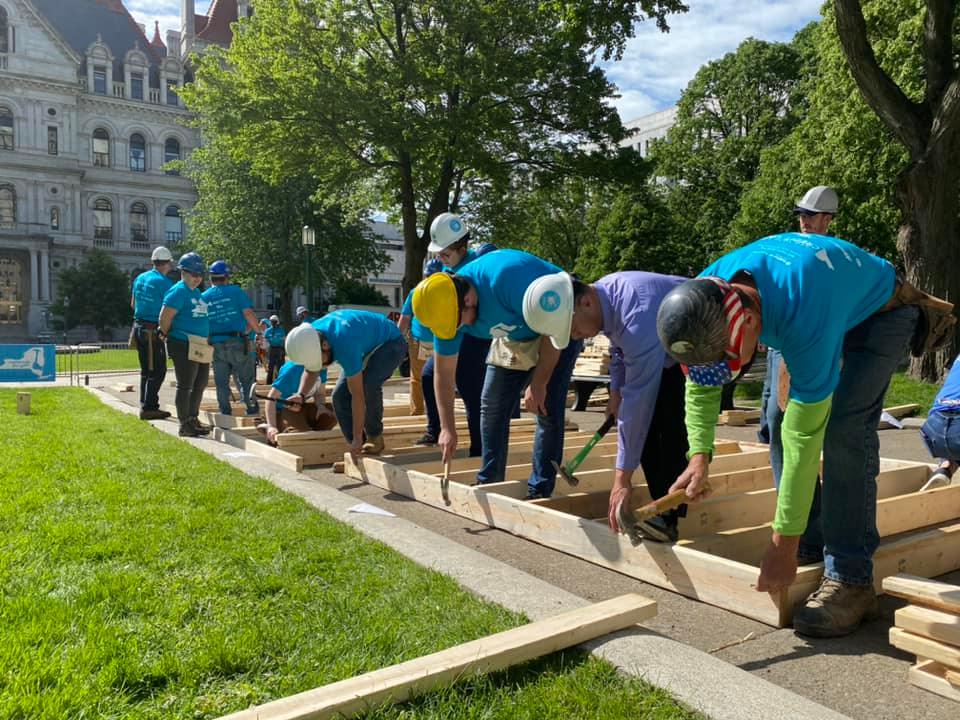 HabitatNewburgh's tweet photo. Today our Executive Director and Construction Manager are in Albany for #CapitolBuildDay. Habitat Newburgh built on the front steps of the Capitol, because 1 in 5 of households in New York spend half or more of their income on housing. https://t.co/J8Oole1pvu