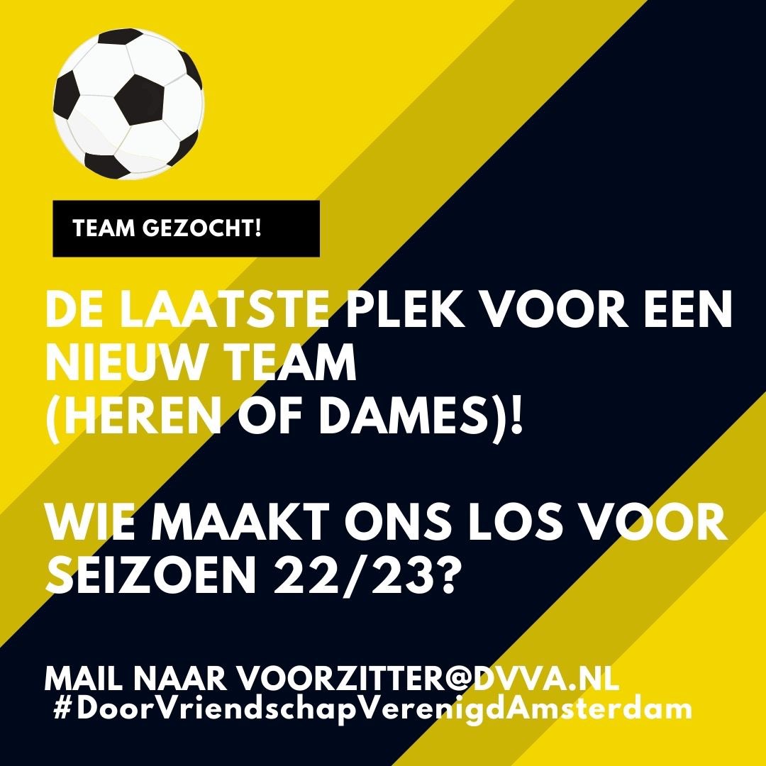 De laatste plek voor een nieuw team voor seizoen 22/23!! #snelbijzijn #DoorVriendschapVerenigdAmsterdam