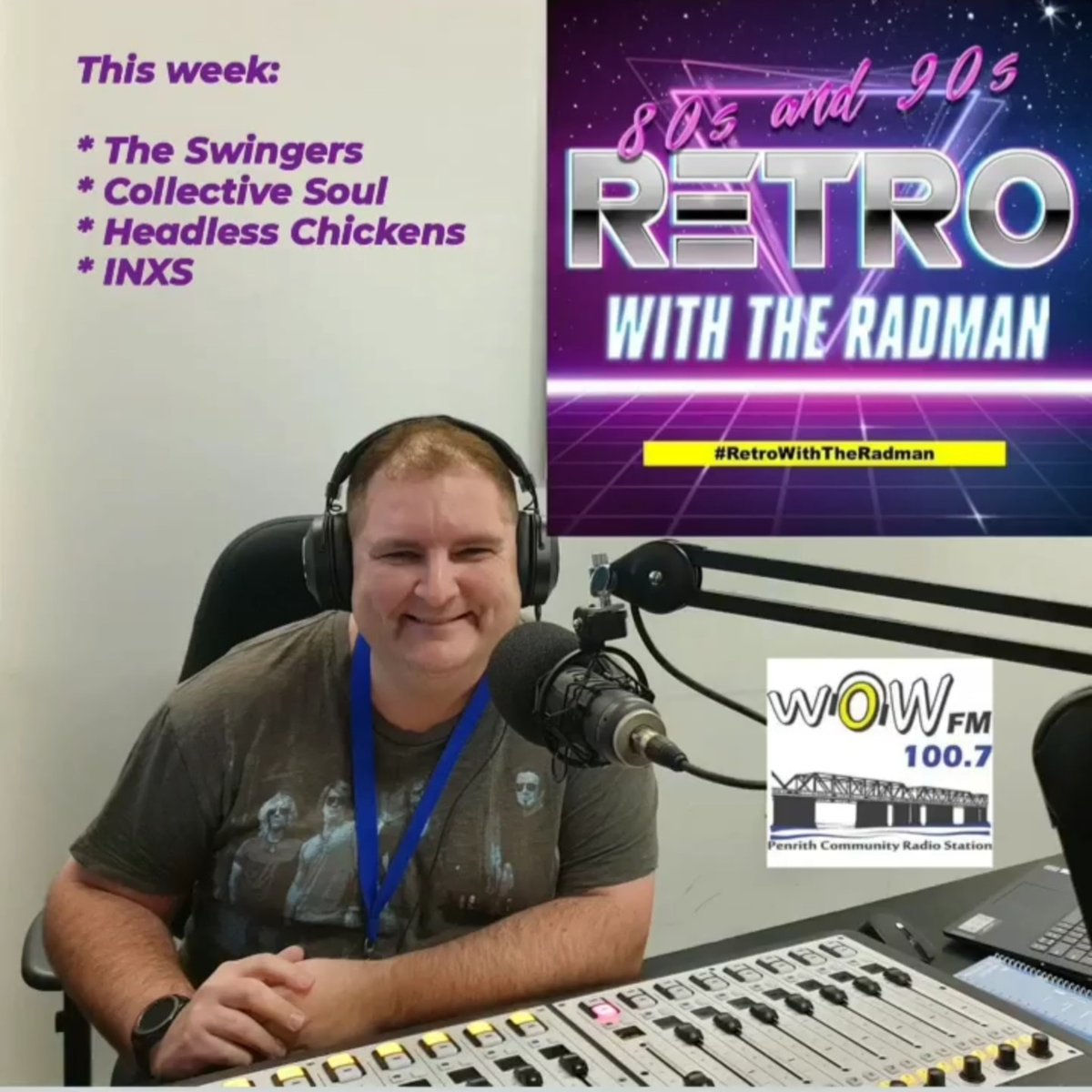RetroWithTheRad's tweet photo. TONIGHT 7:30PM AEST
Retro With The Radman

Listen:
LINK = https://t.co/oEgRGeXBYb
RADIO (Western Sydney AU) - Wow FM 100.7FM
APP (Worldwide) - Community Radio Plus

This week including songs from:
* The Swingers
* Collective Soul
* Headless Chickens
* INXS

#RetroWithTheRadman https://t.co/7Tlw8QrMsq