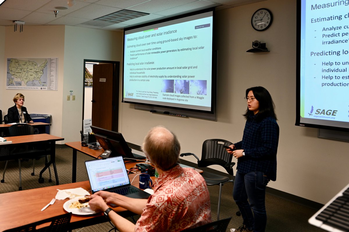 sagecontinuum's tweet photo. The people who do the work. Engineers and software engineers behind Sage. Rajesh, Seongha, Yongho and Joe presenting amazing progress on physical and software cyberinfrastructure. @NSF funded essential science infrastructure as important as a collider or telescope. https://t.co/0KI51heGMT