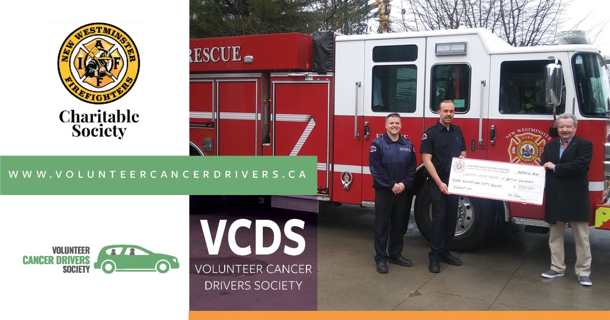 On Saturday, March 21, 2022 we received a cheque for $750 from the New Westminster Fire Fighters Charitable Society.

ow.ly/7gf950Jh6g7

#givewhereyoulive #VolunteerCancerDriversSociety #gratitude