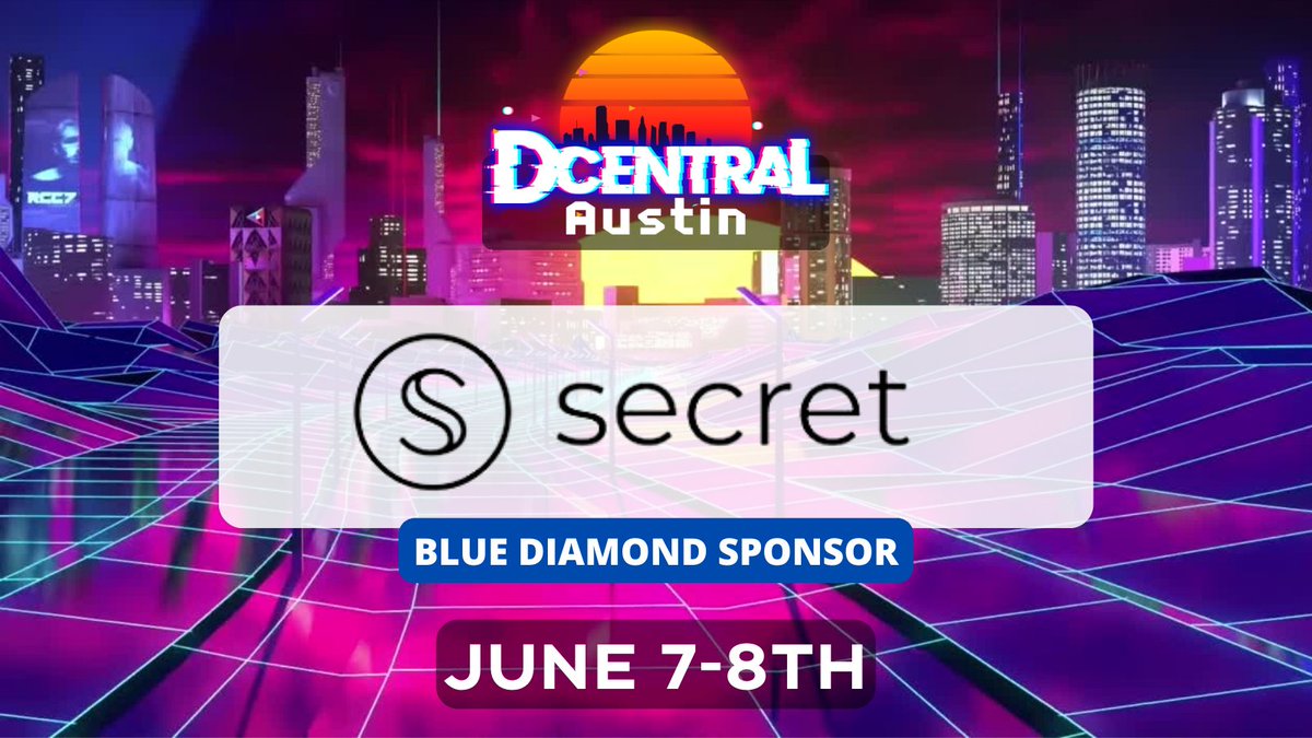 A big thank you to <a href="/scrt_foundation/">Secret Foundation</a> for being one of #DCENTRAL's Blue Diamond sponsors! ☀️ 

Catch them on the main hall floor! Secret Network is the first blockchain with customizable privacy.

🗓️ June 7-8th - Dcentralcon.com 
Kicking off #consnesus2022 week! 

$SCTR