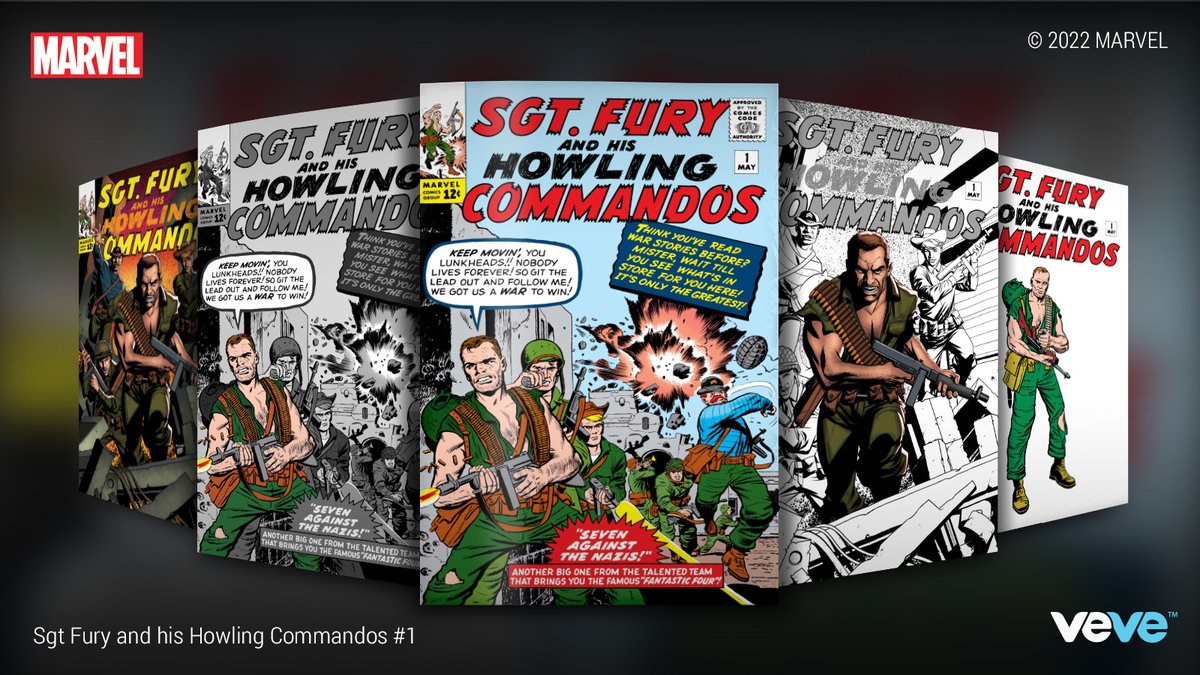 veve_official's tweet photo. The first appearance of Nick Fury!

@Marvel’s Sgt Fury and his Howling Commandos #1 features VeVe-Exclusive Rare &amp; Ultra Rare covers by @Mike2112McKone and @IsraelSilvaArt. Drops Thu, 26 May at 8 AM PT in blind box format.

#MARVELxVeVe https://t.co/W36wqfgees