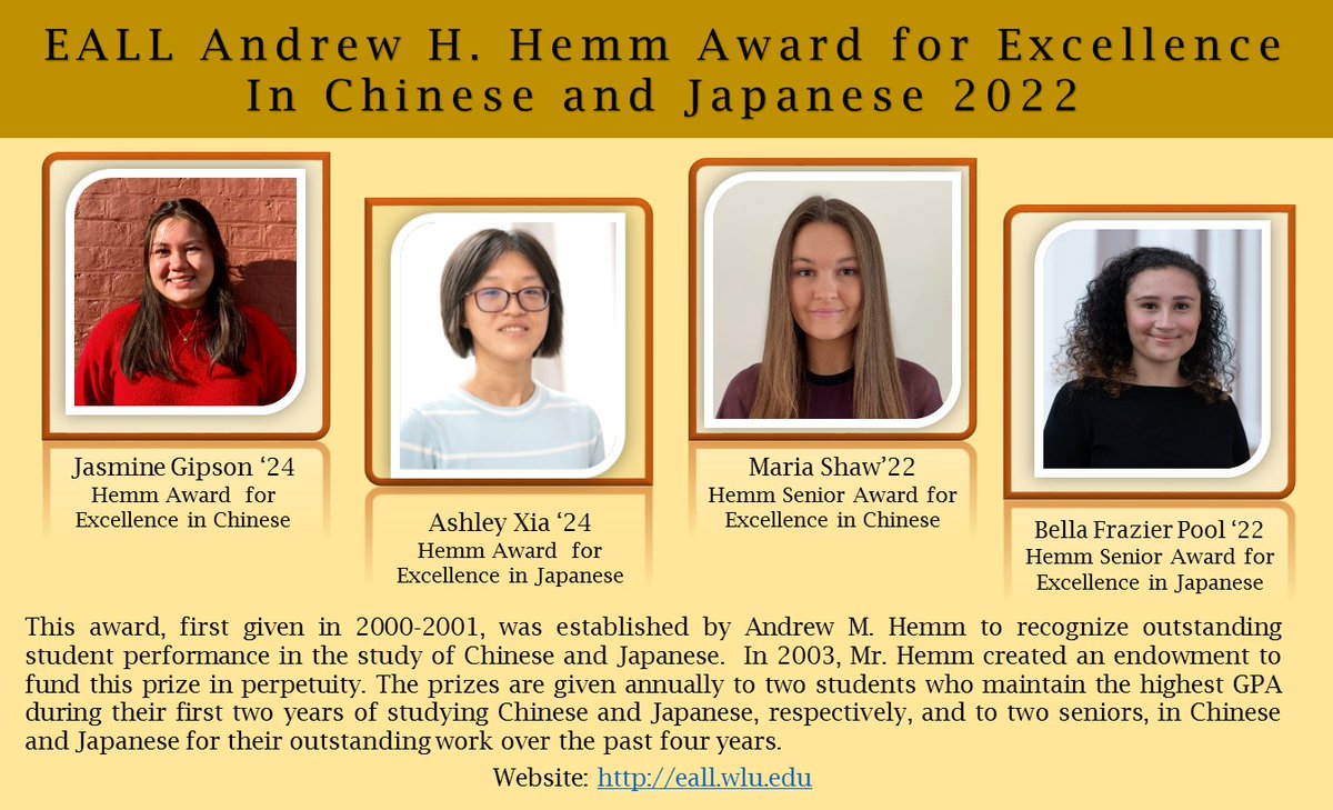WLUJapanese's tweet photo. Congratulations EALL Hemm Awardees! #wlu22 #wlu24 https://t.co/sNyraBIGMA