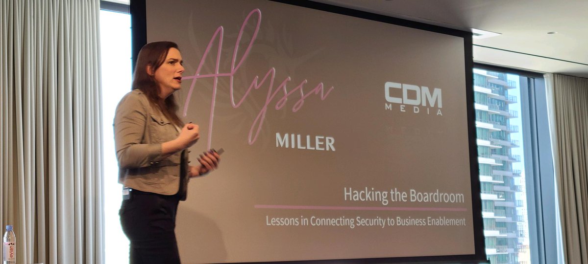 CDMmedia's tweet photo. Life-long hacker turned executive security leader @AlyssaM_InfoSec, with @SPGlobalRatings digs into the common pitfalls that security leaders fall into. #ciocisochicagosummit #cdmmedia https://t.co/r3RLe0pScK