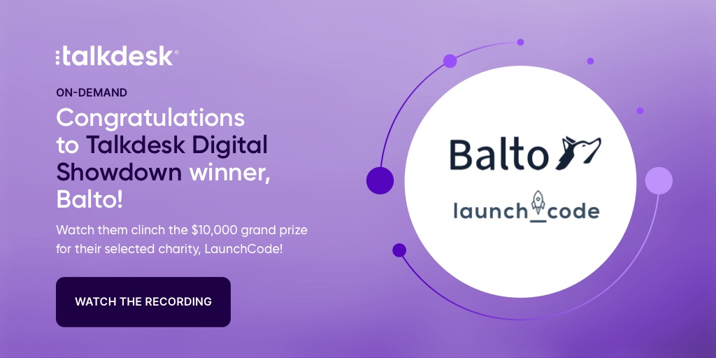Talkdesk's tweet photo. The winner of Talkdesk #CXDigitalShowdown is @balto_ai! ๐ Voted most innovative #CX solution on the market today, see the full recording of Balto's winning pitch here: https://t.co/9DLxDhX2O3 #CXpartners https://t.co/3ggoHnmaY5