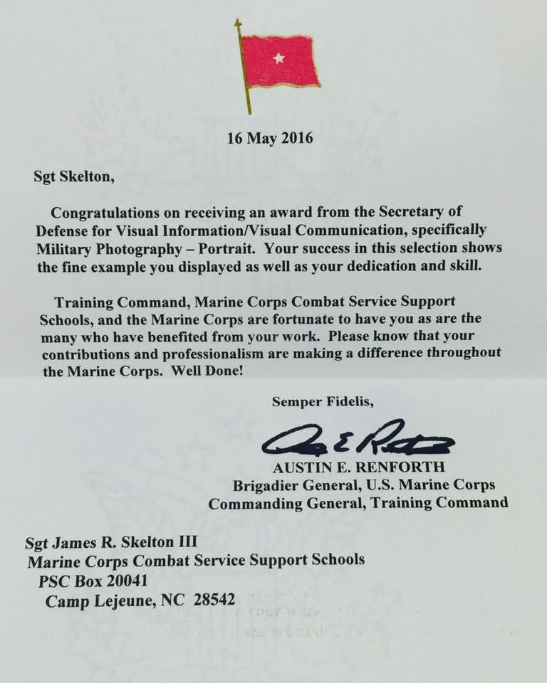This showed up in my memories from 6 years ago. I am very appreciative that Gen. Renforth took the time to acknowledge my accomplishments. To me this is a great representation of leadership it gave me incentive to accomplish more goals and hold myself to a higher standard.