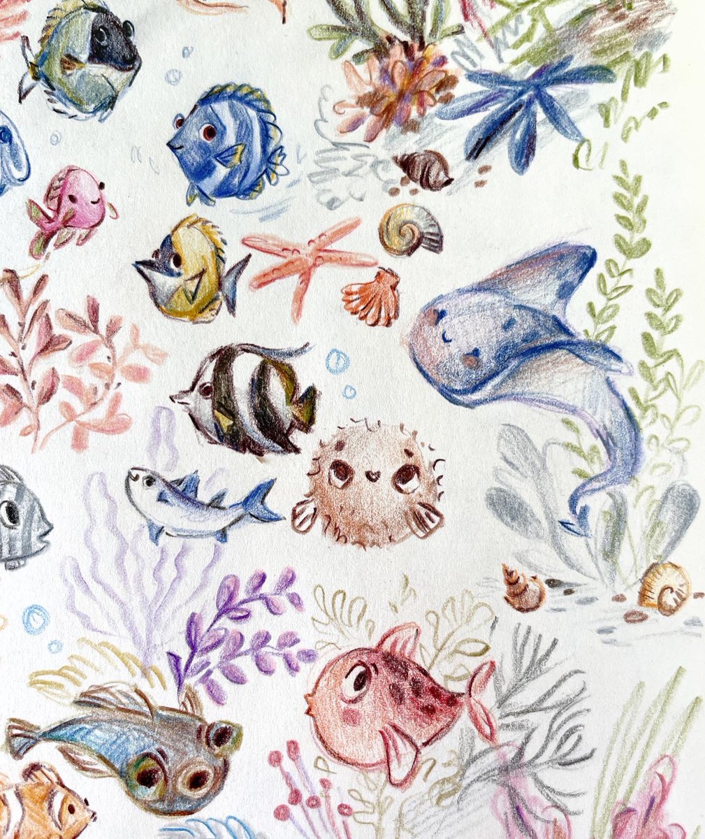 Koolaur19's tweet photo. My third #ourplanetweek challenge prompt "Oceans" in more detail!🌊🐠
#illustration #childrenillustration #art #sketchbook #ocean https://t.co/FKNt1LXNW8