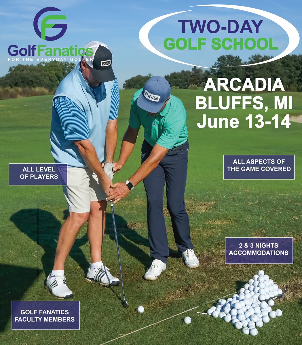 We are only a couple weeks away from our next golf school <a href="/Arcadia_Bluffs/">Arcadia Bluffs Golf Club</a> 

Join <a href="/AndrewRiceGolf/">Andrew Rice</a> <a href="/Scratch_Golf/">Scratch Golf Academy</a> <a href="/erikalarkingolf/">Erika Larkin</a> <a href="/mttgolf/">Jeff Ritter</a> and work on al aspects of your game!

Follow the link👇

pages.golffanatics.com/arcadia1652386…