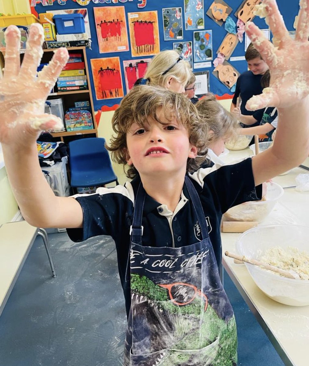HaddonDene's tweet photo. We made delicious scones in our Baking Club session today. Is it jam or cream first? #baking https://t.co/tKfuTwWlEt