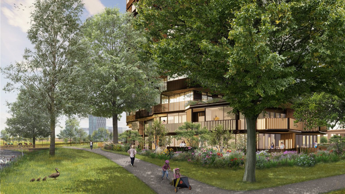 Pal aan het #Beatrixpark in #Amsterdam komen twee slanke #woontorens met 196 koop- en huurappartementen. De parkachtige omgeving speelt door in het ontwerp van de gebouwen en tuin eromheen. zuidas.nl/blog/2022/05/2…  #Breevast #UNStudio