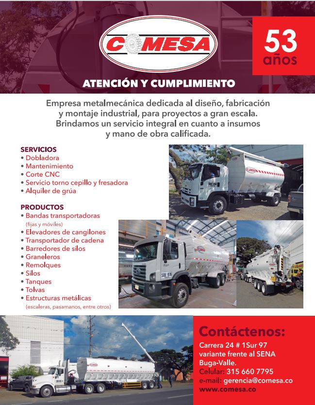 COMESA_RICO's tweet image. #granelero #transportedealimentos #avicultura #industriaalimenticia #transportedecarga COMESA mas de 50 años de experiencia al servicio de la industria, visita nuestra pagina y conoce nuestros distintos equipos desde #banda #tanques #silos #barredores #transportadores #estructura