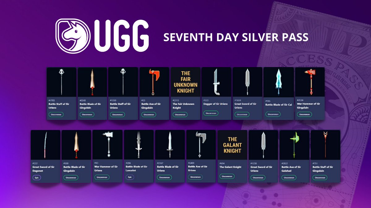uniguildgames's tweet photo. SEVENTH DAY SILVER PASS! @playbigtime https://t.co/jH6CEvQgQi