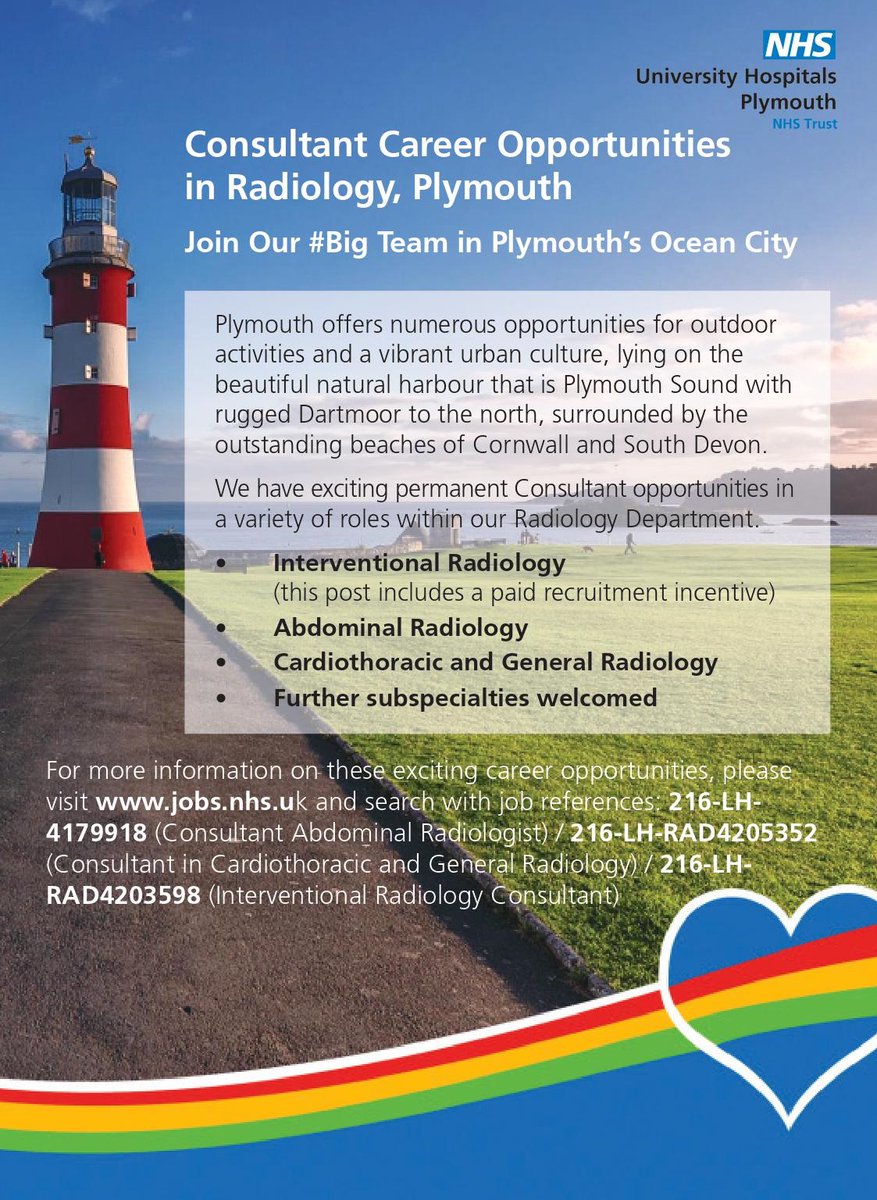 PLEASE RT! We are looking for #Consultants in #Radiology, specifically  Interventional Radiology, Abdominal Radiology, Cardiothoracic and General Radiology.  Further subspecialties welcomed - help us to share the message far and wide!  #NHS #NHSJobs #Jobs #Medical #News